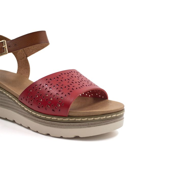 Sandalias Taiwo Rojo Via Uno Ego - Imagen 4